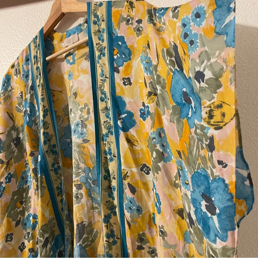LOFT Floral Cardigan Coverup Kimono One size